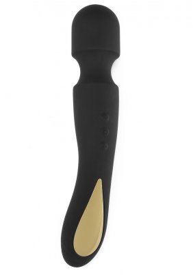 ToyJoy Luz Zenith, en svart handhållen massageapparat som påminner om en trollstav, har ett rundat huvud, lätt böjt handtag med guldaccent och tre knappar. Tillverkad av premiummaterial, det är en USB-uppladdningsbar för bekvämlighet.