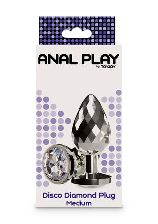 Disco Diamond Analplugg har en elegant aluminiumdesign och en glittrande konstdiamant vid basen.