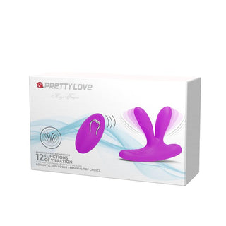 Dubbeländad vibrator i lila silikon med fjärrkontroll, 12 vibrationslägen och en smidig, ergonomisk design.