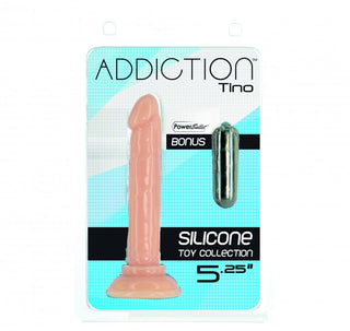 Addiction Dildo Med Sugpropp - 12 cm har en realistisk silikondesign som är latexfri, komplett med en bonussilverkula.