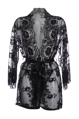 Christine Lace Kimono Black