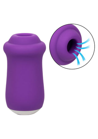 Lufttrycksvibrator-stimulator i lila silikon med slät design och synlig luftflödesfunktion.