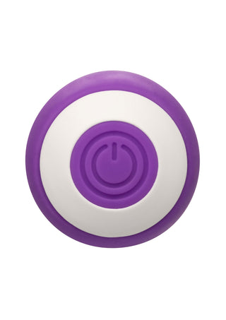 Lila och vit Sugar Rush Lufttrycksvibrator med central kraftsymbol, rundad design, visad uppifrån mot vit bakgrund.