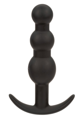 Vibrerande Pärlformad Analplugg är en svart silikonplugg med pärlade kulor och böjt handtag vid basen. Vattentät design gör den perfekt för njutning i duschen eller badet.