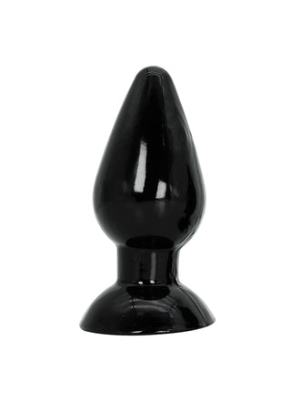 Extreme Smooth Buttplug, en blank svart kon med bred bas, tillverkad av kroppssäker PVC för säkerhet och kvalitet, visas mot en vanlig vit bakgrund.