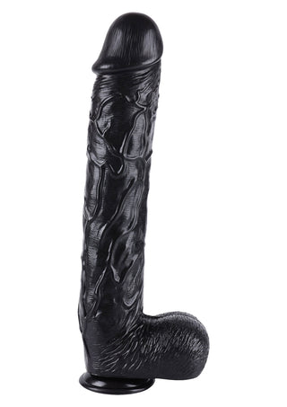 XXL Dildo 52 cm Svart PVC är en svart, realistisk dildo med ådrig struktur och en stark sugkoppsbas, som erbjuder extrema känslor med sin imponerande längd på 52 cm.