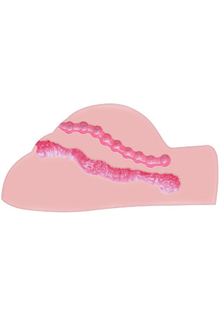 Bangers Wet Pussy Galore Vibrating är en rosa TPR silikonmaskliknande struktur på en platt, böjd bas, designad för en realistisk upplevelse.