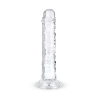 Jelly Dildo 14 cm Utan Pung har en genomskinlig, verklighetstrogen design med en utsvängd sugbas för mångsidig, upprätt användning och realistisk njutning.