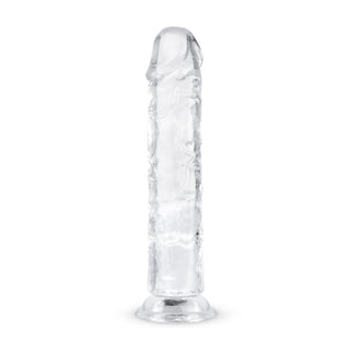 Transparent Jellydildo 20 cm är en elegant, cylindrisk, transparent leksak med en platt bas som ger ett skulpturalt utseende.