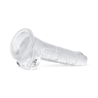 Jellydildo Med Kulor 17 cm är en genomskinlig, glasliknande cylindrisk hylsa med fallisk form, som visas på en vit bakgrund.