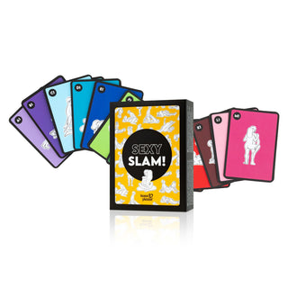 Tease & Please Sexy Slam Kortspel med färgglada illustrerade kort med lekfulla designelement.