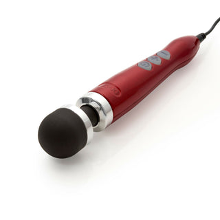 Red Doxy Number 3 stavmassageapparat med svart rundat huvud och kontrollknappar, placerad på en vit yta.