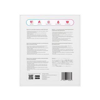 Baksidan av lådan visar Lovense Solace Pro 2 produktinformation, ikoner, streckkod, QR-kod och garantiinformation. Med appstyrning för en sömlös användarupplevelse.