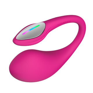 Lovense Lush 4: En rosa G-punktsstimulerare med böjd design och en kontrollpanel på ovansidan – perfekt för interaktiv cam-användning.