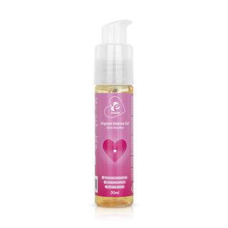 En rosa flaska med EasyGlide Orgasm Gel 30ml, en stimulerande gel för känslig hud med en klar pump, mot en vit bakgrund.