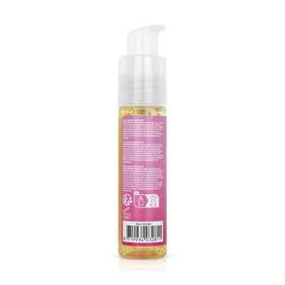 EasyGlide Orgasm Gel 30ml kommer i en klar flaska med en pumpdispenser och en rosa etikett med vit text och ikoner på baksidan, perfekt för känslig hud och perfekt som en stimulerande gel.