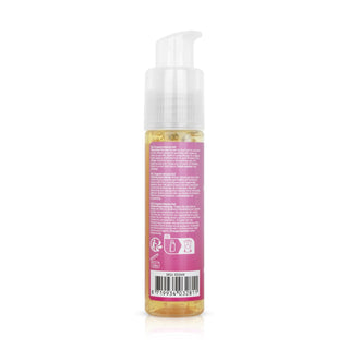 EasyGlide Orgasm Gel 30ml kommer i en klar flaska med en pumpdispenser och en rosa etikett med vit text och ikoner på baksidan, perfekt för känslig hud och perfekt som en stimulerande gel.