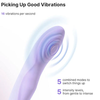 Lila silikonvibrator, Svakom Selena Heated Lavender, med mjukt böjd design och integrerade kontrollknappar.