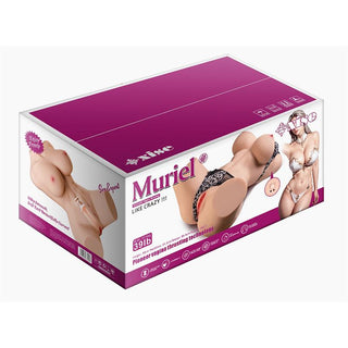 Rosa och vit silikonmasturbator av modellen Xise Muriel Torso med automatisk stötfunktion och realistisk design.