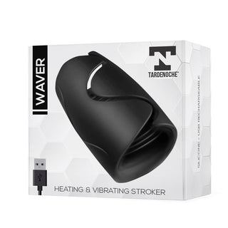 Tardenoche Waver Masturbator för män visas på en vit produktlåda med sitt namn och en USB-laddningsikon.