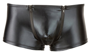 Herrboxers med Dubbel Dragkedja är svarta boxershorts i läderimitation med wetlook-material och två snygga blixtlås framtill.