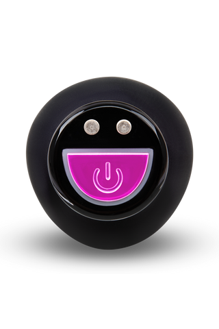 Sex Room Raunchy Vibe Set består av en svart cirkulär vibrator med kaninöron och en glödande rosa power symbol-mun - perfekt för nybörjare eller som ett tillägg till sexleksakssetet.