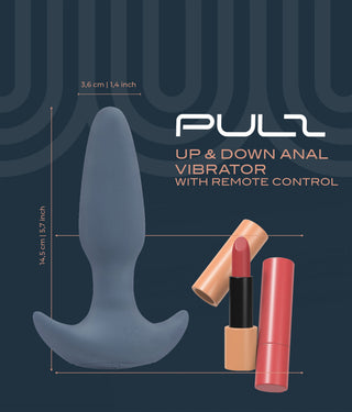 Pulz Anal Vibrator med Fjärrkontroll, svart silikon, snygg avsmalnande design med trådlös fjärrkontroll visas.