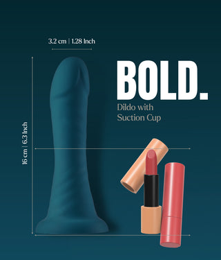 En blågrön Blaze-dildo i silikon med sugkopp.