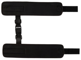 Badkitty Handbojor - Spank Me erbjuder en snygg och bekväm H-formad design med svarta vadderade remmar, justerbara spännen och kardborreändar, perfekt för att förbättra dina BDSM-lekar-upplevelser.