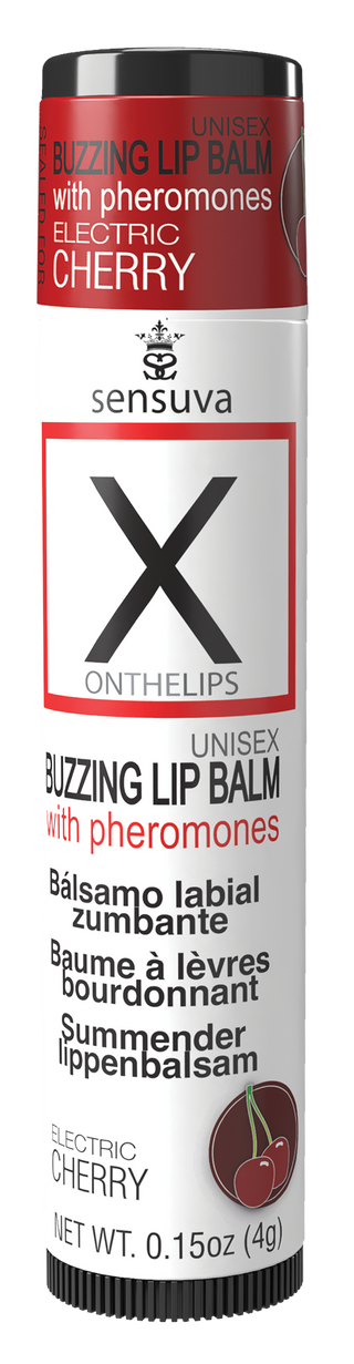 Ett 0,15 oz (4 g) Nipple & Lip Pleasure Kit i Electric Cherry-smak med feromoner - perfekt för ditt njutningskit eller som ett retande bröstvårtsbalsam.