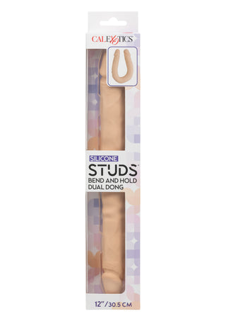 Beige silikonmassagerare i form av en fallos, 30,5 cm lång, med två ändar.