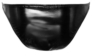 Svart/Silver Vinylkalsonger från Black Level är en glänsande svart bikinitrosa gjord av glänsande vinyl, som reflekterar ljuset på sin släta och sömlösa yta för en modern, snygg look.
