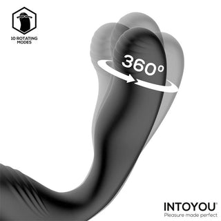 Svart prostatamassager i silikon med roterande huvud, 360° rörelsefrihet och 10 olika lägen.
