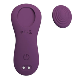 Appstyrd vibrator i lila silikon med ett matchande, texturerat runt tillbehör och en slät ytdesign.