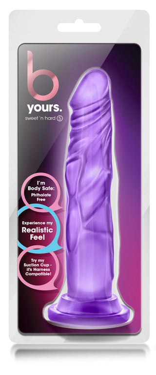 Lila dildo i silikon med sugkopp och selekompatibel design, visas utan förpackning.