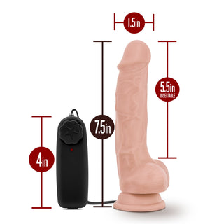 Dr. Tim Vibrerande Dildo 19 cm med sugkopp, vibrerande funktion och 14 cm insättningslängd. Trådbunden fjärrkontroll på 10 cm ger enkel styrning. Realistisk känsla för extra njutning.