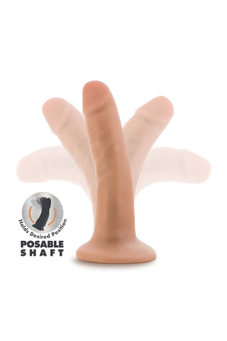 Dr.Skin 14cm Dildo har Triple Density Engineering för en flexibel, justerbar, hudtonad design med tre böjda positioner märkta POSABLE SHAFT, vilket ger en naturlig känsla.