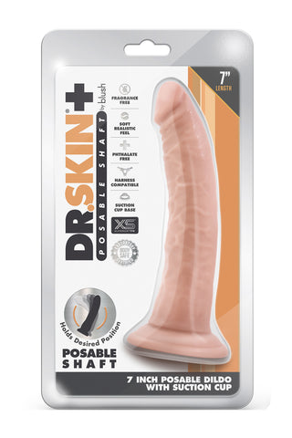 Formbar Dildo Med Trippeldensitet 19 cm i blush, med formbart skaft och sugkopp, visas i ett genomskinligt plastfodral.