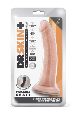 Formbar Dildo Med Trippeldensitet 19 cm i blush, med formbart skaft och sugkopp, visas i ett genomskinligt plastfodral.