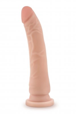 Dr.Skin 22cm Posable Dildo har en verklighetstrogen, köttfärgad design med en sugbas och är strap-on-kompatibel för mångsidig njutning.