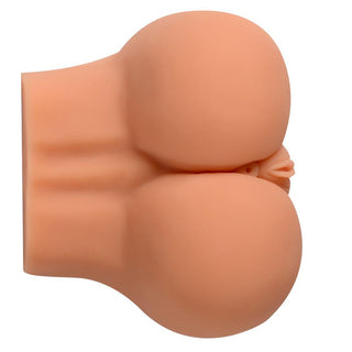 Mature Kelly Masturbator har en kurvig design med två rundade former och ett centralt utsprång, som påminner om en abstrakt skulptur.