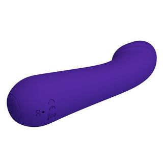 Mjuk Lila Vibrator Cetus har en elegant, böjd design för G-punkt-stimulering med en slät silikonyta. Dess moderna dragningskraft accentueras av kontrollsymbolerna nära basen. Mot en vanlig vit bakgrund framhäver den sin eleganta elegans för personligt bruk.