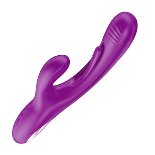 Vi presenterar Priya Vibe Rabbitvibrator: en lila dubbelstimuleringsvibrator med en trippelmotor, böjd design och strukturerade spetsar. Dess intuitiva handtagskontroller gör den lätt att använda, och den är IPX6 vattentät för stänksäker njutning var som helst.
