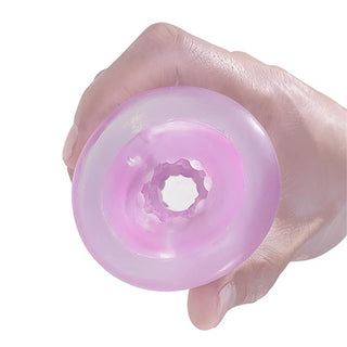 Pretty Love Spiral Masturbator, 15 cm, rosa genomskinligt material med spiralformad utsida och texturerad öppning.