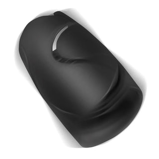 En enda nagel målad med mattsvart nagellack, sedd ovanifrån på en vit bakgrund - elegant och slående, ungefär som den moderna designen på Tardenoche Waver Masturbator.