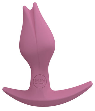 Fun Factory Bootie Fem är en rosa silikon butt plug med en tulpanformad design och en böjd bas för ökad anal njutning.