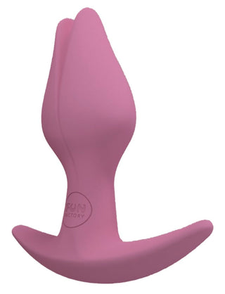 Upplev Fun Factory Bootie Fem, en rosa analmassager i silikon med en glödlampa och böjd bas för ultimat njutning.