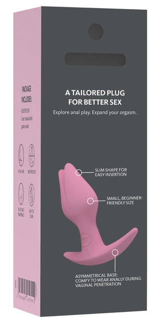 Fun Factory Bootie Fem-boxen presenterar en högkvalitativ, smal rosa analplugg designad för enkel och bekväm användning, vilket gör den perfekt för nybörjare som utforskar nöjena med buttpluggs.