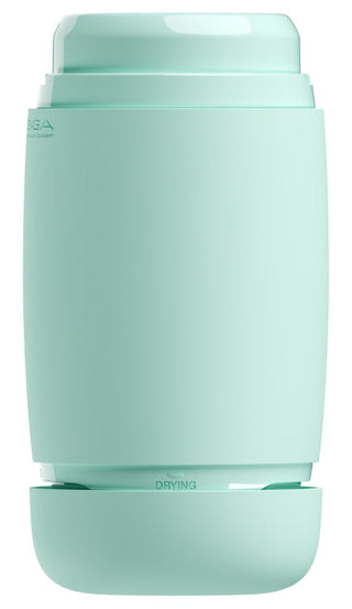 En mintgrön, cylindrisk bänkskiva med en elegant, minimalistisk mjuk silikon-design: Tenga Puffy Masturbator Mint Grön.