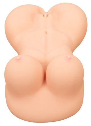 Upptäck Deluxe Woman Torso Masturbator, gjord av Natureskin-material för en jämn textur och realistisk design. Denna beige silikonpjäs har en detaljerad bröstkorg och mjuk yta, elegant inställd mot en vanlig vit bakgrund.